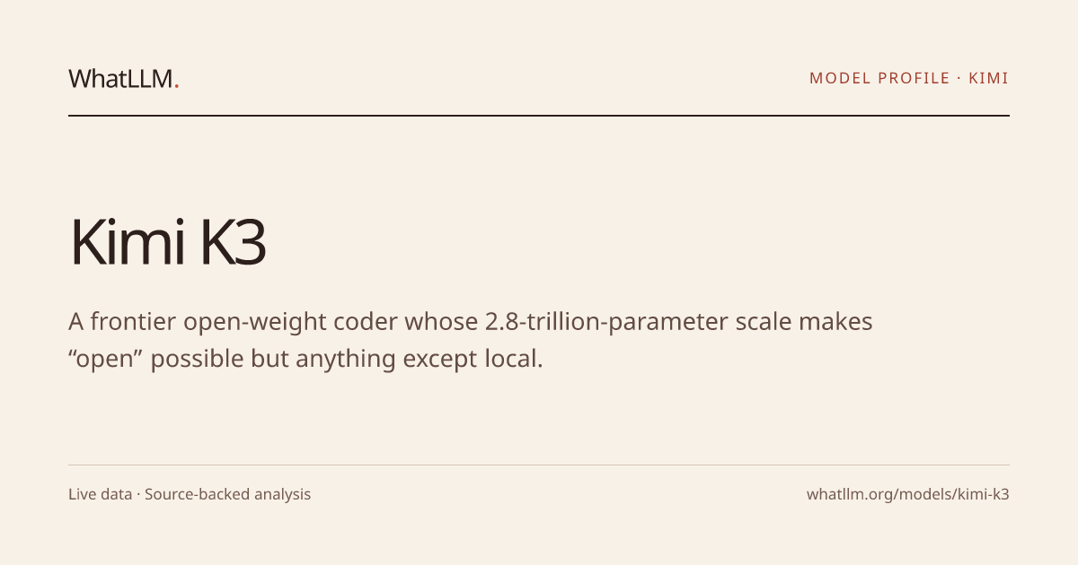 Kimi K3: Benchmarks, Pricing, API & Open Weights | WhatLLM
